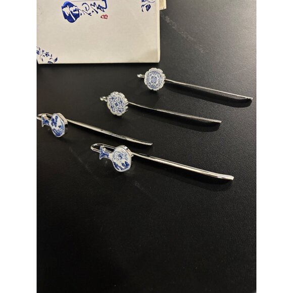 Blue-White Porcelain Letter Opener & Bookmark Set In Decorative Box - Picture 12 of 16